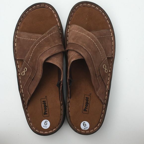Propet Mens Brown Slide On Sandals Size 9 EU 43  NEW